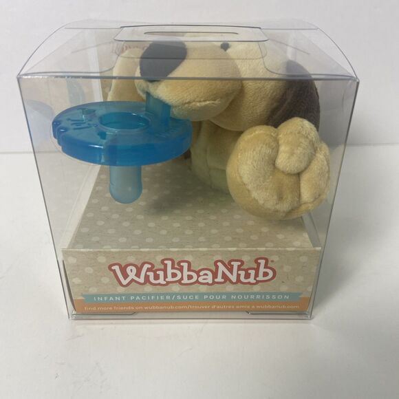 Wubbanub Infant Silicone Blue Pacifier Brown Puppy Plush BPA Latex Free New NIB - Picture 2 of 7